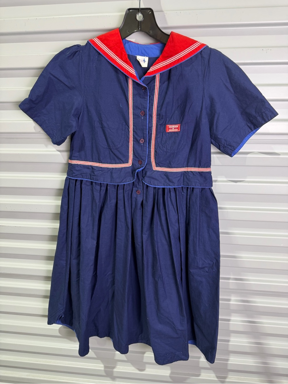 Vintage Oilily Navy Dress with Red Sailor Collar